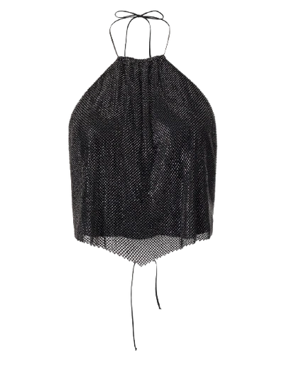 Manurí Draped Chainmail Halterneck Top In Black
