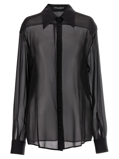 Dolce & Gabbana Chiffon Shirt Shirt, Blouse In Black