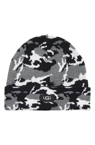 Ugg Camo Cuff Knit Beanie In Black Camo