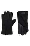 Ugg Leather Genuine Shearling Lined Gloves In Black