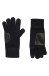 Ugg Leather Patch Knit Gloves In Black