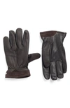 Ugg Faux Fur Lined Captain Pieced Leather Glove In Brown