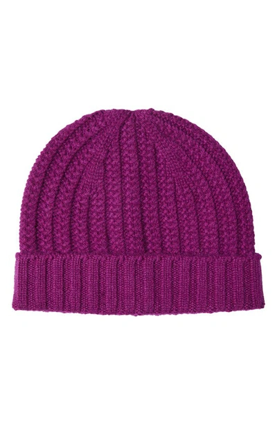 Sofia Cashmere Cable Knit Cashmere Beanie In Mulberry
