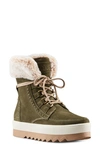 Cougar Vanetta Faux Fur Trim Waterproof Boot In Olive