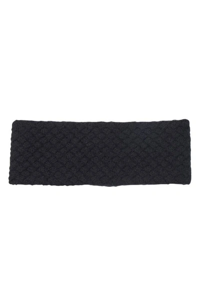 Sofia Cashmere Lattice Stitch Cashmere Knit Headband In Black