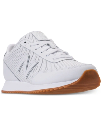 New Balance Men's 501 Leather Sneakers From Finish Line In White/white/gum