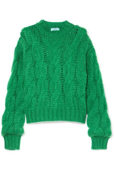 Prada Cable-knit Mohair-blend Sweater In Green