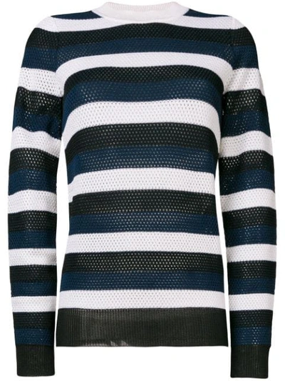 Sonia Rykiel Striped Open-knit Wool-blend Top In Blue