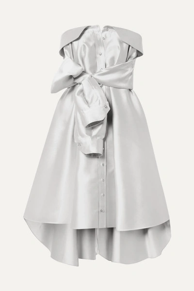 Alexis Mabille Bow-detailed Embellished Duchesse-satin Mini Dress In Platinum