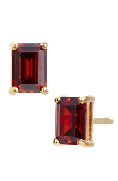 Savvy Cie Jewels Vermeil December Blue Topaz Emerald Cut Cz Birthstone Stud In Box In Red