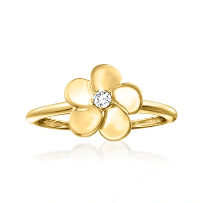 Ross-simons Diamond-accented Flower Ring In 14kt Yellow Gold In White