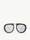 Gucci 56mm Crystal Studded Aviator Sunglasses In Gold