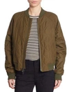 Vince Quilted Nylon Bomber Jacket In Olive