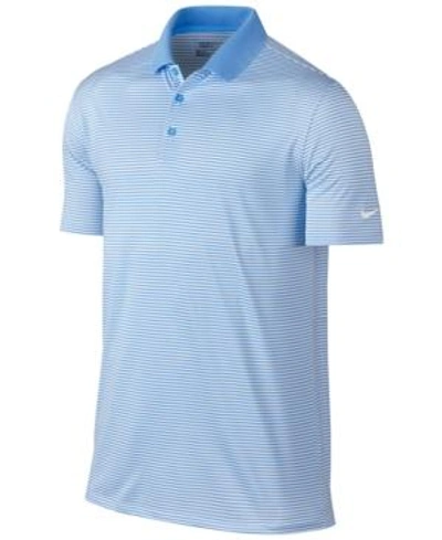 Nike Men's Victory Mini Stripe Dri-fit Stretch Polo Shirt In University Blue/white