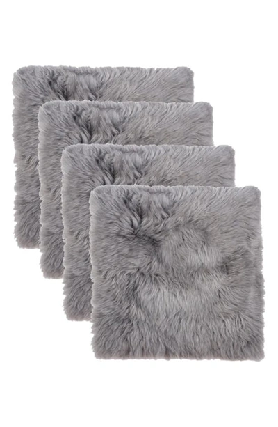 Natural 4-pack Genuine Sheepskin Chair Pads In Grey