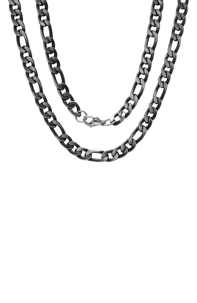 Hmy Jewelry Stainless Steel Gunmetal Curb Chain Necklace