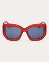 Emilio Pucci Women's Shiny Red & Blue Geometric Sunglasses In Red/blue