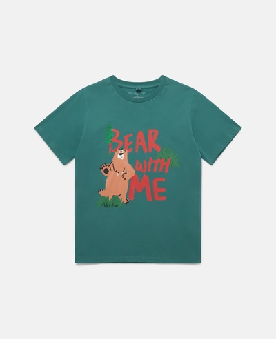 Stella Mccartney Kids' 'bear With Me' Motif T-shirt In Green