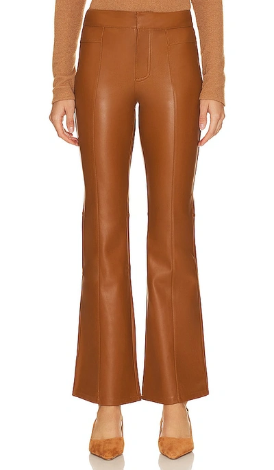 Free People Uptown Faux Leather Flare Trousers In Brown