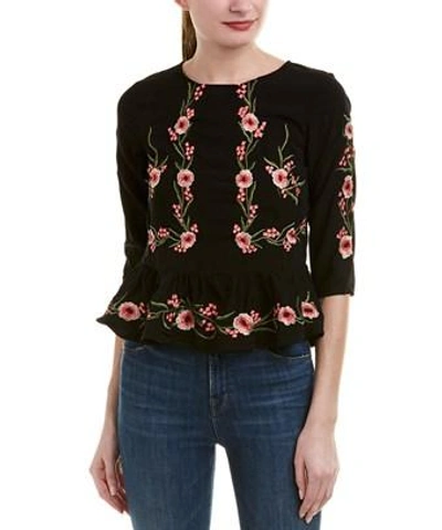Haute Rogue Embroidered Top In Black