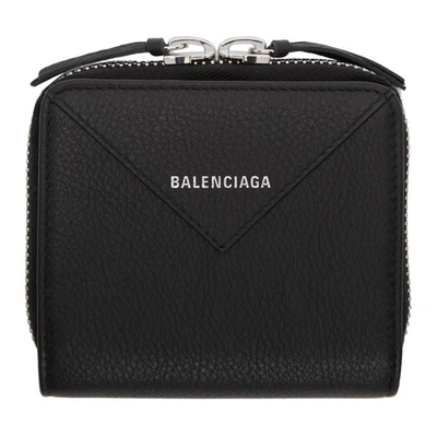 Balenciaga Black Square Papier Zip Around Wallet In 1000 Black