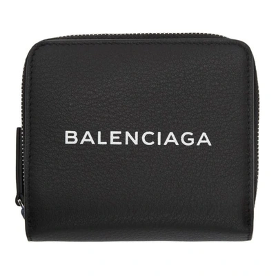 Balenciaga Black Baltimore Logo Billfold Wallet In 1000 Blk/wh