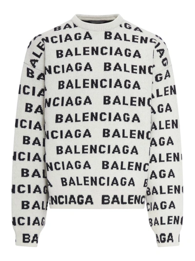Balenciaga Round Neck Fitted Sweater In White
