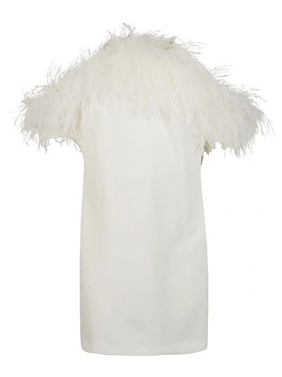 P.a.r.o.s.h Fur Applique Sleeveless Short Dress In Cream