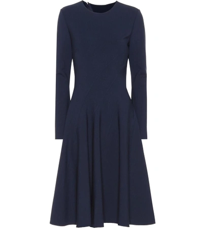 Oscar De La Renta Stretch Wool Dress In Blue