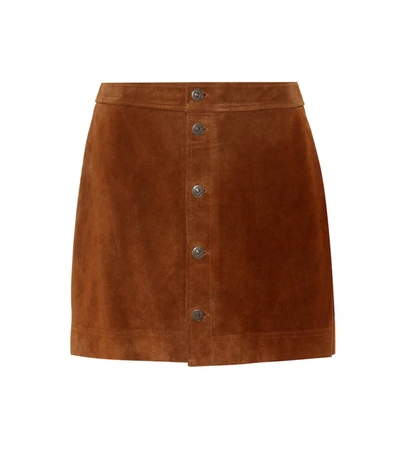Polo Ralph Lauren Suede Miniskirt In Brown