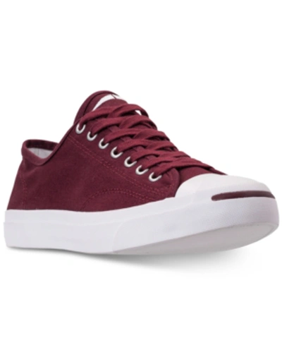 Converse Men's Jack Purcell Jack Ivy Campus Low Top Casual Sneakers From Finish Line In Dark Burgundy/white