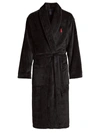Polo Ralph Lauren Plush Shawl Collar Robe In Black