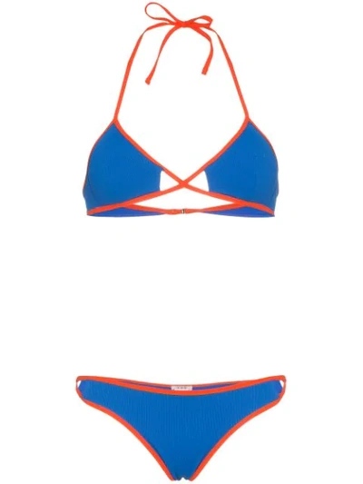 Ack Linea Contrast String Bikini In Blue