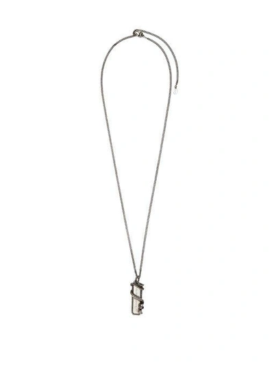 Alexander Mcqueen Silver Snake & Tag Necklace