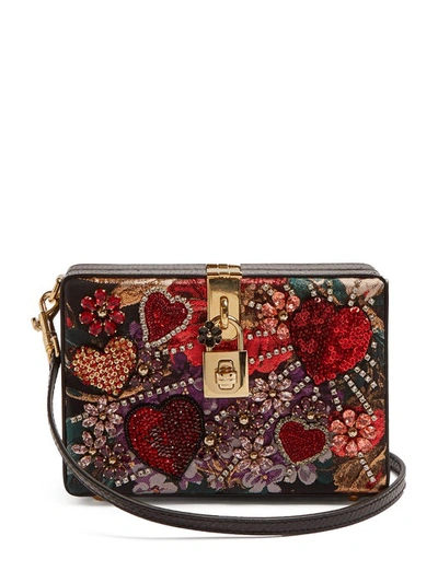 Dolce & Gabbana Dolce Box Clutch In Lurex Jacquard And Ayers Snakeskin In Multicolor