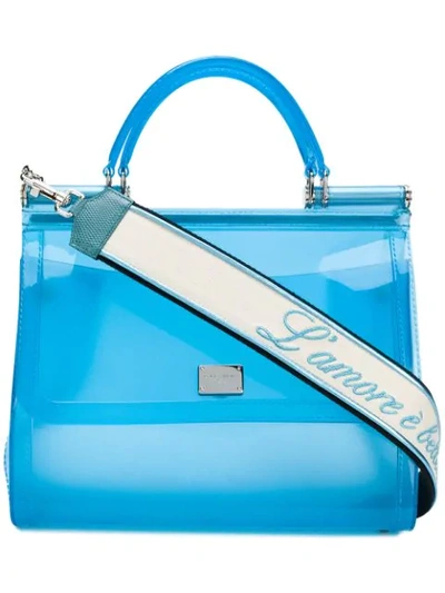 Dolce & Gabbana Semi-transparent Rubber Sicily Handbag In Blue