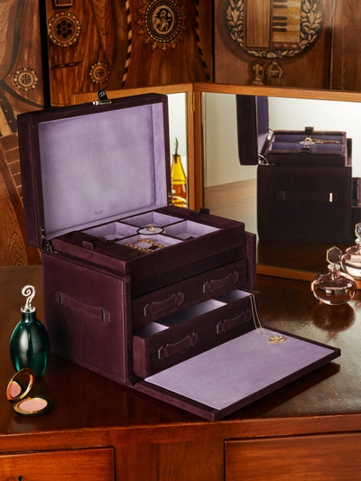 Asprey Large Leather Jewellery Box In Burgundy