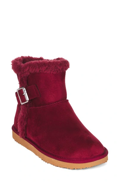 Floopi Faux Fur Lined Ankle Boot In Burgundy