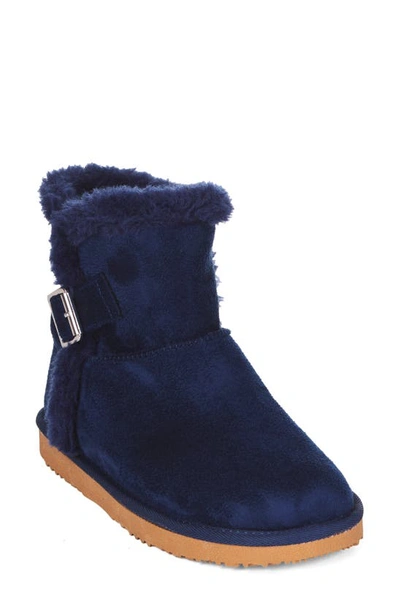 Floopi Faux Fur Lined Ankle Boot In Navy