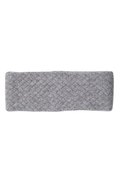 Sofia Cashmere Lattice Stitch Cashmere Knit Headband In Grey