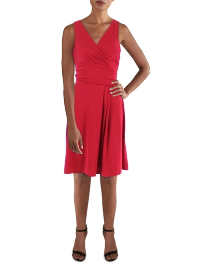 Lauren Ralph Lauren Womens Jersey Sleeveless Fit & Flare Dress In Red