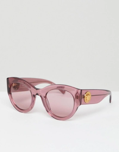Versace Cat Eye Sunglasses In Pink - Pink