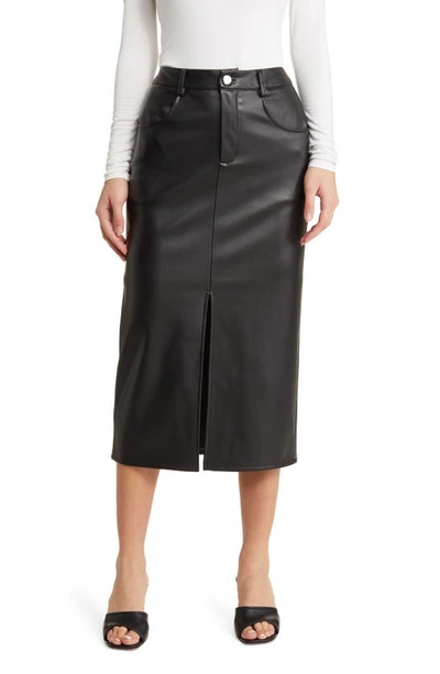 Vero Moda Sof Coated Midi Skirt In Black