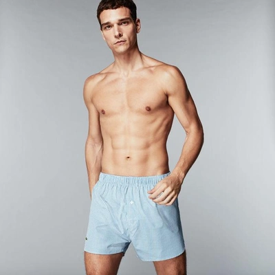 LACOSTE MEN'S 3 PACK GINGHAM WOVEN BOXERS 