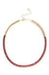 Cara Baguette Crystal Collar Necklace In Red