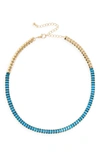 Cara Baguette Crystal Collar Necklace In Blue