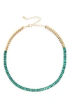 Cara Baguette Crystal Collar Necklace In Green