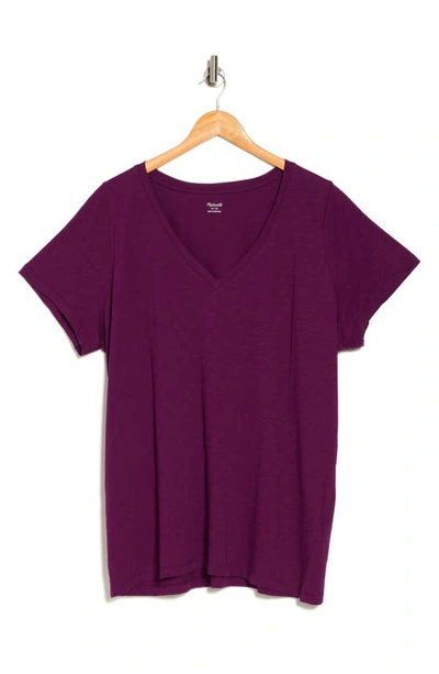 Madewell Whisper Cotton V-neck T-shirt In Mulled Wine