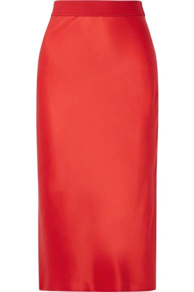 Theory Silk-satin Midi Skirt In Red
