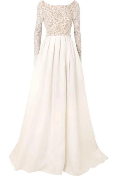 Rime Arodaky Avery Corded Lace And Silk-gazar Gown In White